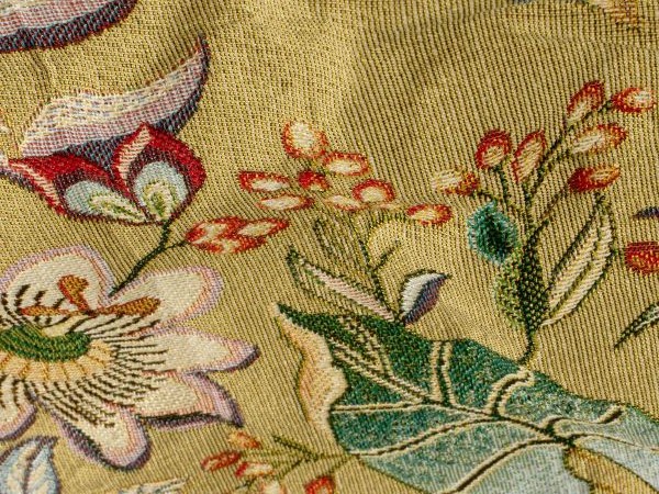 Dekostoff, Gobelin, exotische Blätter, creme