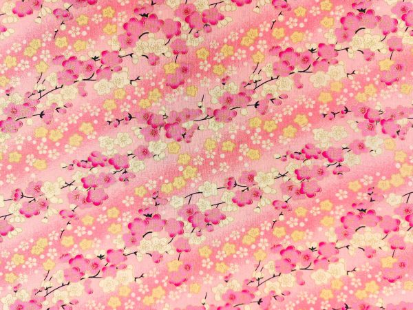 Dekostoff Kirschblüten mit goldfarbenen Akzenten , rose