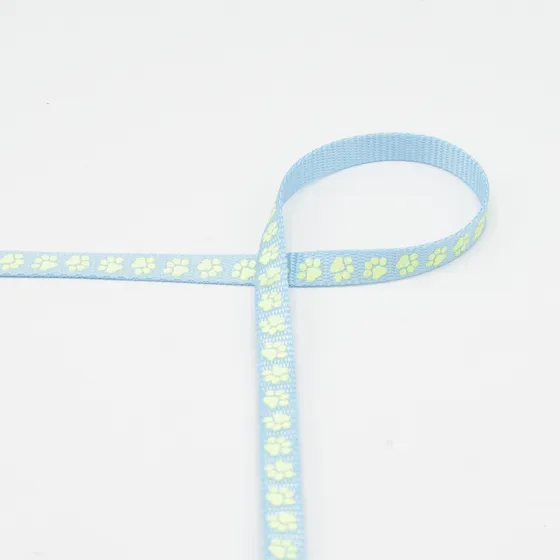 2 Meter Gurtband , reflektierender Pfotenabdruck , baby blau