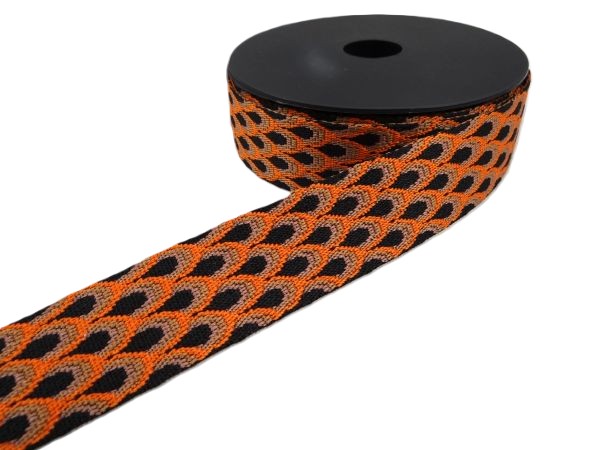 Gurtband, orange / schwarz, Jacquard