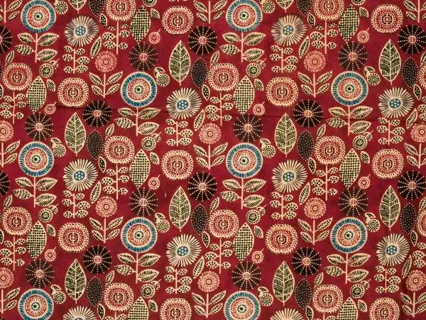  Bluse, Baumwoll-Voile, florale abstraktes Muster, rot