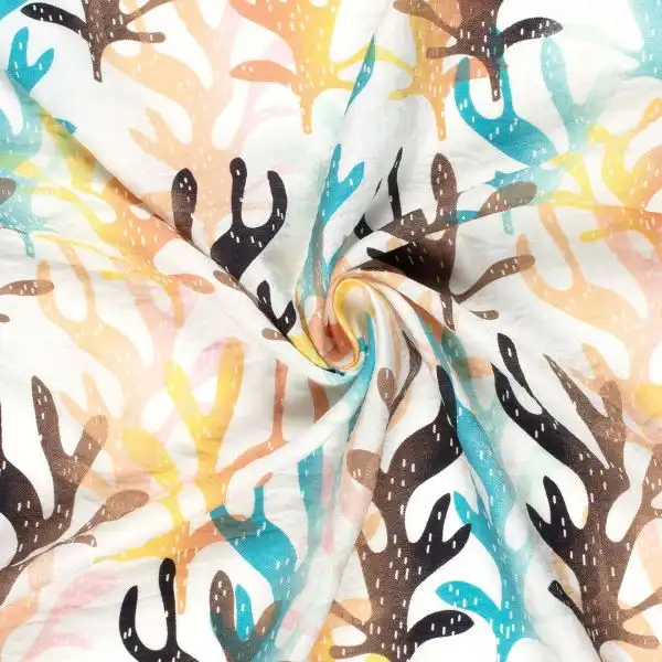  Bluse, Fantasie-Motivdruck,weiß/bunt
