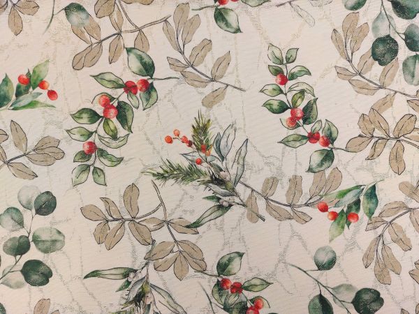 Dekostoff Jacquard , Weihnachten, Goldlurex, blanc Dekostoff Jacquard , Weihnachten, Goldlurex, blanc