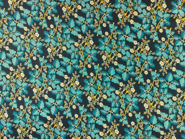 100 % Baumwolle ,schwarz / türkis, Ranken