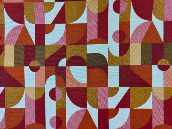 Dekostoff , Jacquard, abstrakt, rot Dekostoff , Jacquard, abstrakt, rot