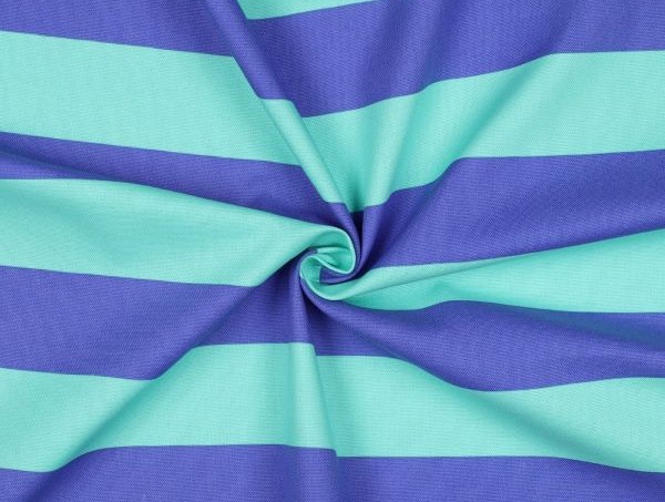 Dekostoff , Canvasstoff, Blockstreifen, blau / türkis