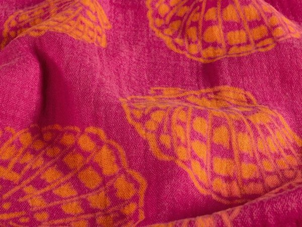 Musselin, Muschel, orange / pink Musselin, Muschel, orange / pink
