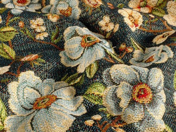 Dekostoff, weiße Blüten Dekostoff, weiße Blüten