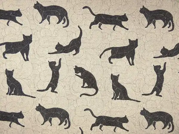 Dekostoff , Katzen, schwarz