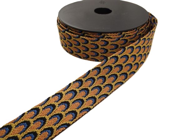 Gurtband, gold / blau, Jacquard