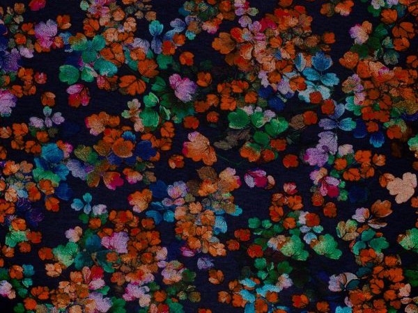 Jersey Romanit gemustert Blümchen , blau Jersey Romanit gemustert Blümchen , blau