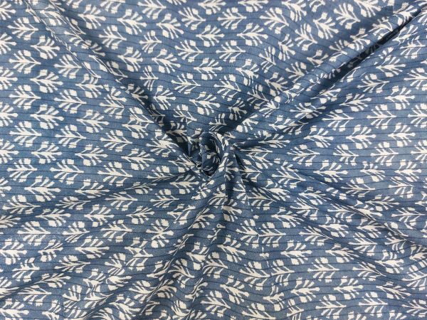 100 % Baumwolle , plisseeartiger Druck, jeansblau 100 % Baumwolle , plisseeartiger Druck, jeansblau