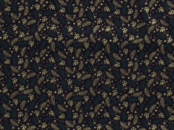 Webstoff Baumwolle Tannenzweige, marine