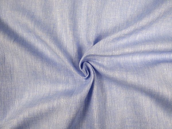 Leinen/ Baumwollmix, uni bleu melange, Fischgratmuster