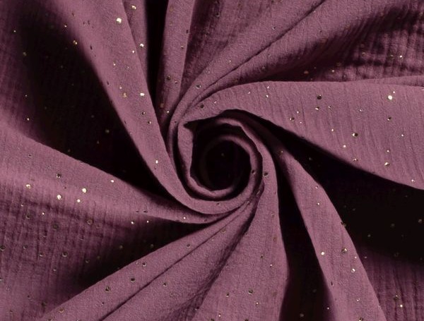 Musselin , Goldsprenkel, mauve