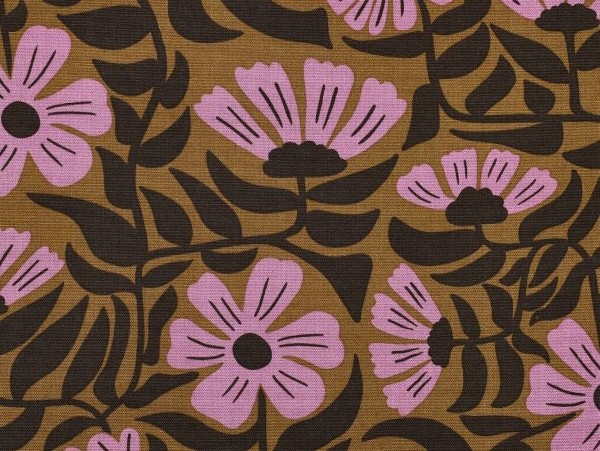 Dekostoff, Canvas , Blüte , braun / rose Dekostoff, Canvas , Blüte , braun / rose