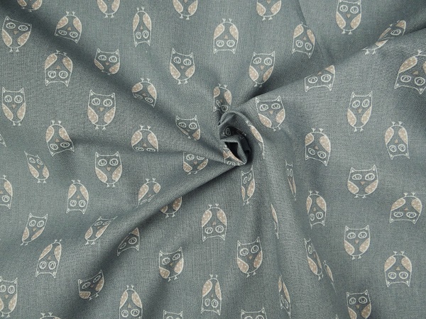 Stof-boubou-Eule-dusty-petrol-4 100 % Baumwolle Eule blaugrau