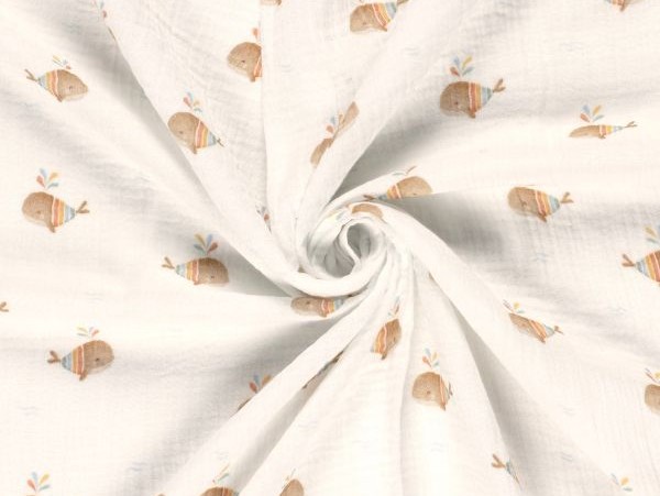 Musselin, kleine Wal mit Streifen,offwhite