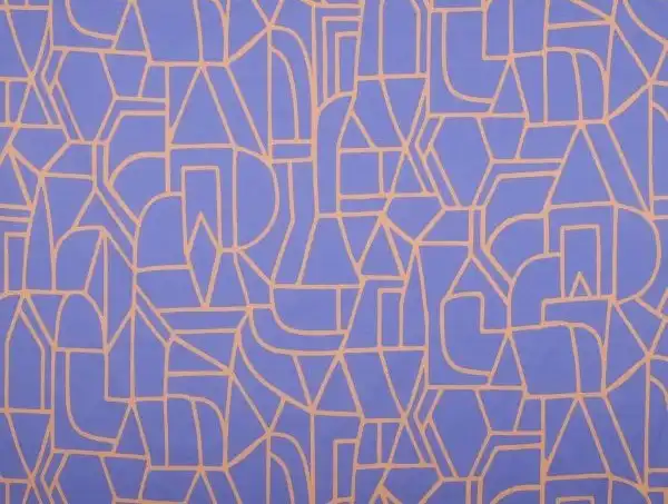 Baumwollwebstoff, abstraktes Muster, lila/orange Baumwollwebstoff, abstraktes Muster, lila/orange