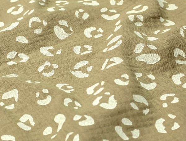 Musselin , Animalprint, oliv