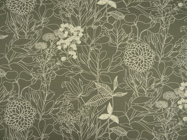 Dekostoff Blumen & Blätter, dusty mint