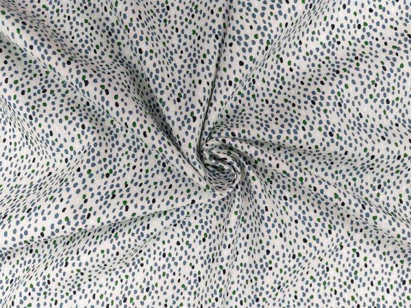100 % Baumwolle Punkte / Dots, offwhite / grün / grau