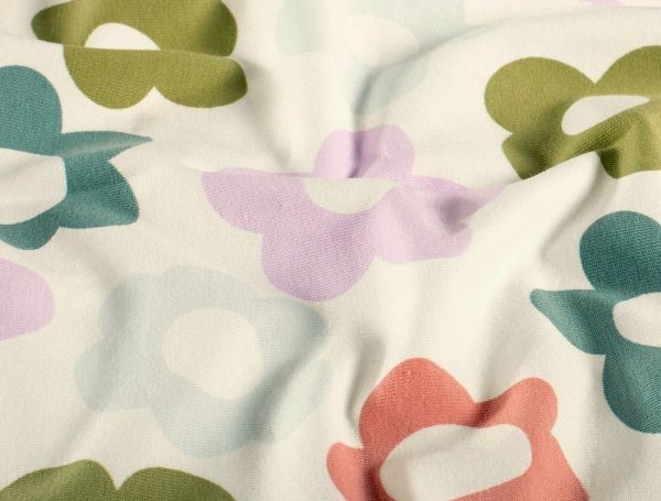 Jersey ,Blüten, ivory Jersey ,Blüten, ivory