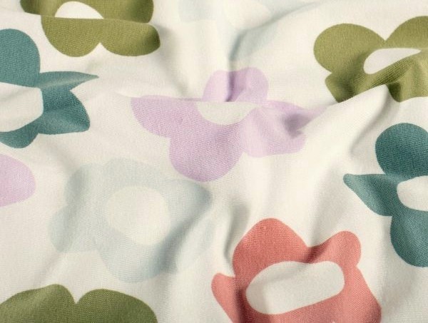 Jersey ,Blüten, ecru Jersey ,Blüten, ecru