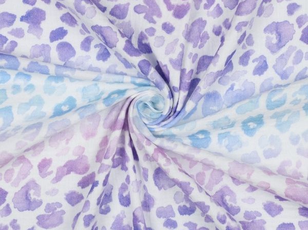 Musselin, Animalprint, flieder