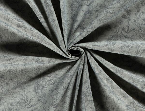 Dekostoff floral, dusty bleu Dekostoff floral, dusty bleu