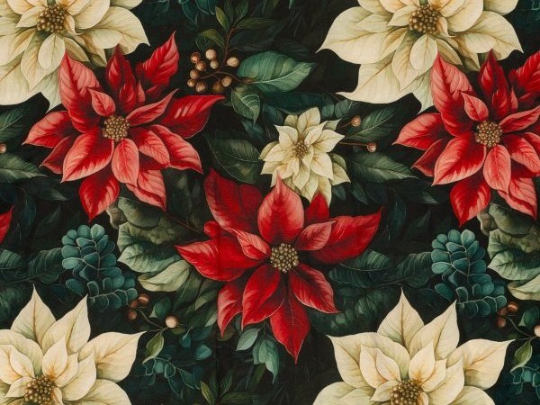 Dekostoff , Weihnachtsstern Dekostoff , Weihnachtsstern