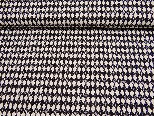 Ve-07669-201-bedr-BW-Raute-schz-weiss Rautenmuster, schwarz