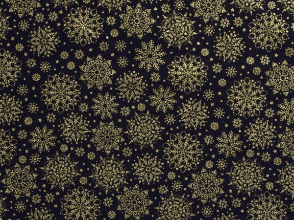 Webstoff Baumwolle , große Schneeflocke in Gold