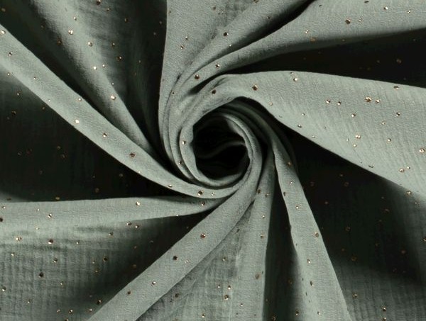 Musselin , Goldsprenkel, dusty mint