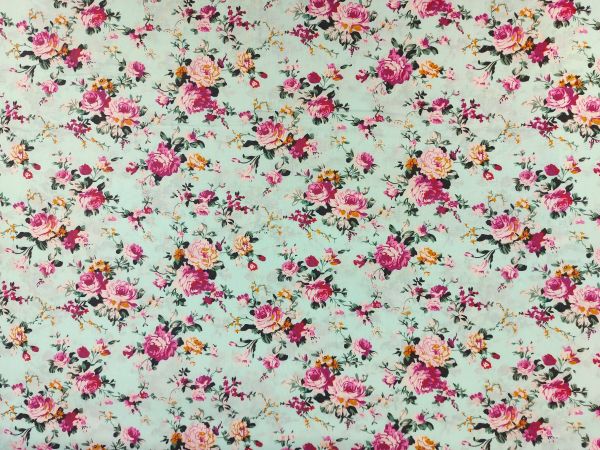 100 % Baumwolle ,Rosen, mint