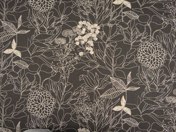 Dekostoff Blumen & Blätter, taupe