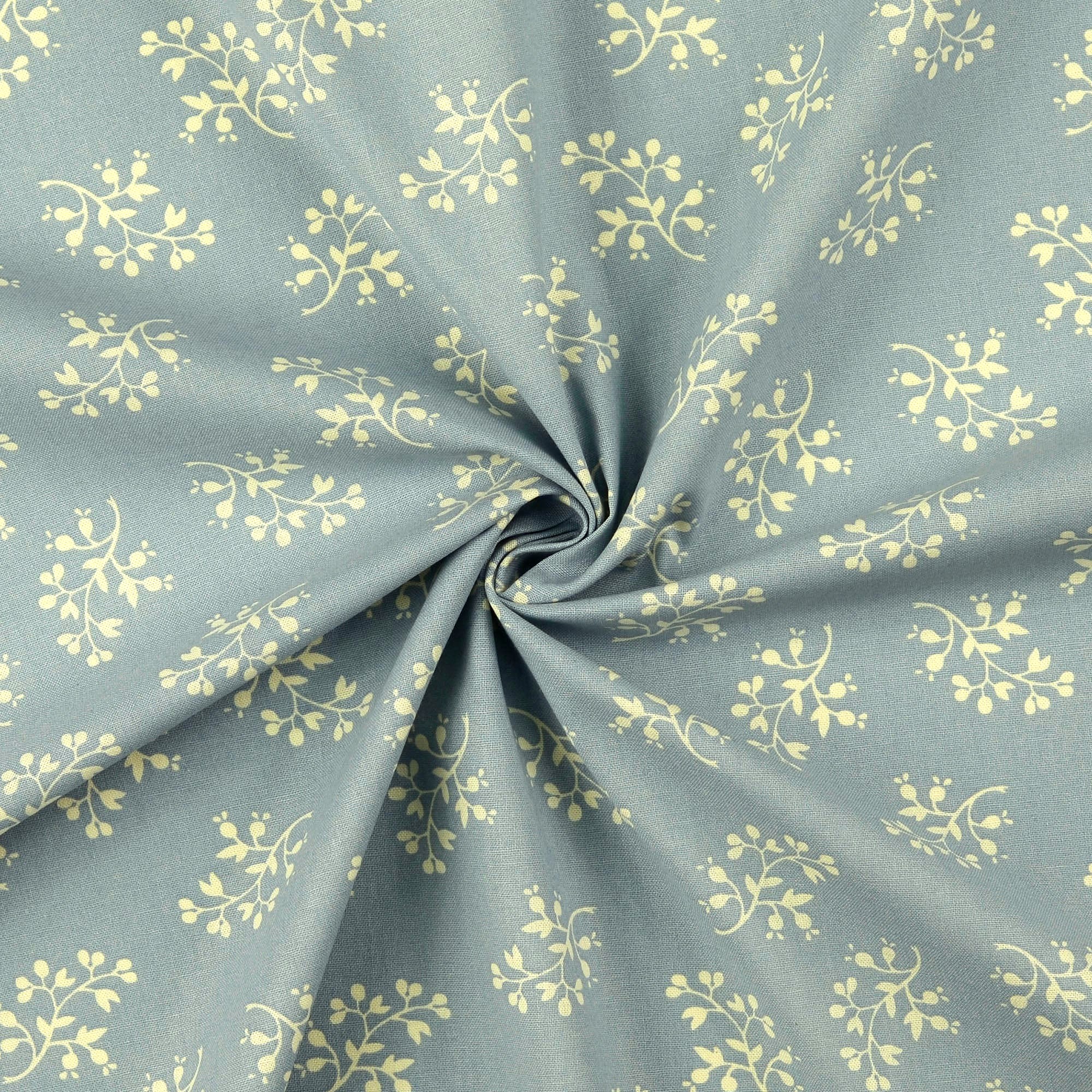 Kombistoff bleu / ecru, florales Muster