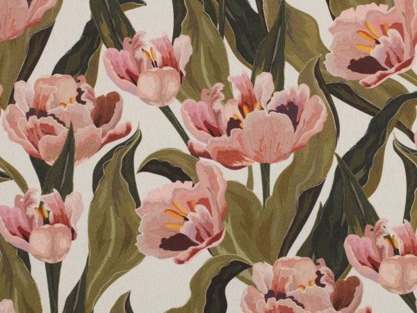 Dekostoff Canvas große Blüte, ecru Dekostoff Canvas große Blüte, ecru