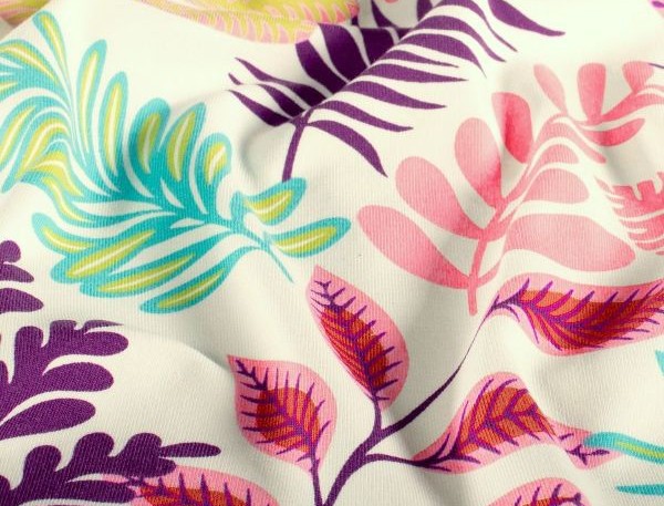 Jersey ,Blätter und Farne, ecru Jersey ,Blätter und Farne, ecru