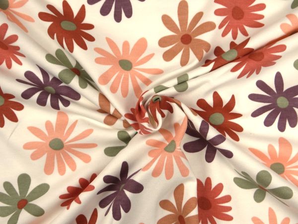 Jersey, French Terry, Margeriten, ecru