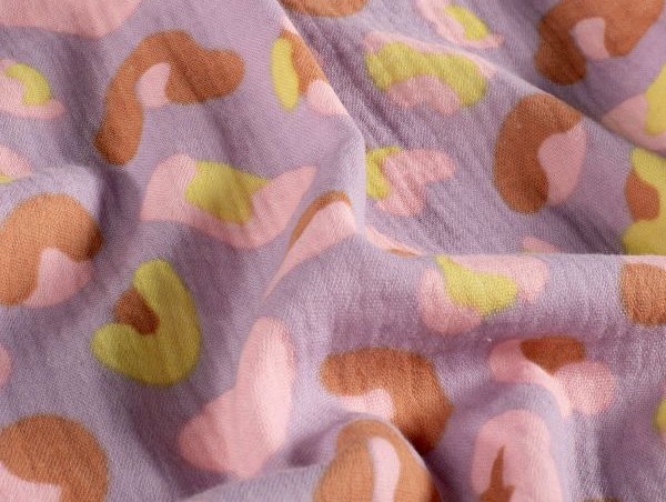 Musselin, Animalprint, flieder