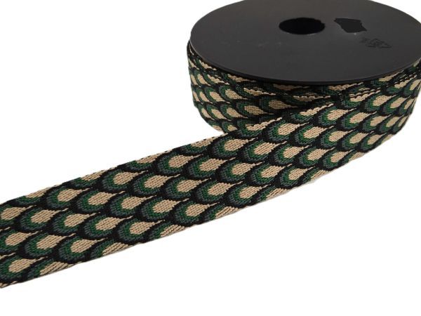 Gurtband, grün / ecru Jacquard