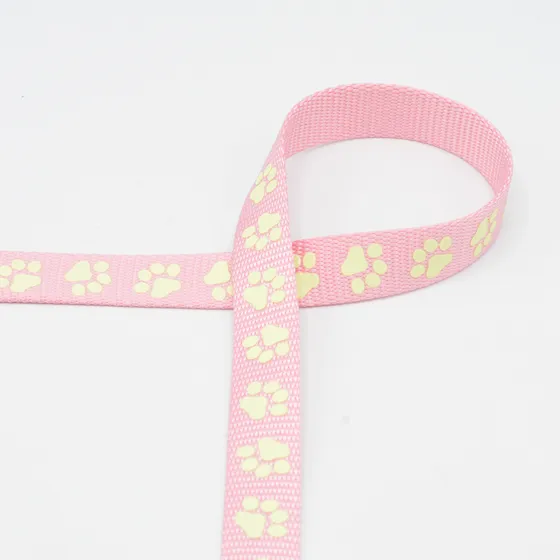 2 Meter Gurtband , reflektierender Pfotenabdruck , rosa