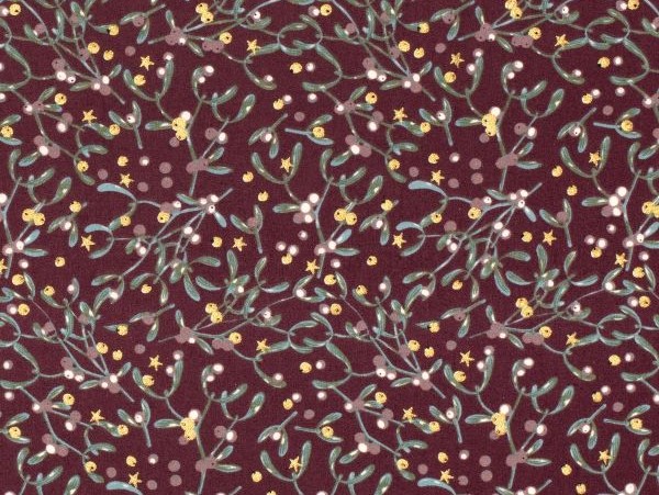 Webstoff Baumwolle , Mistelzweig, rot