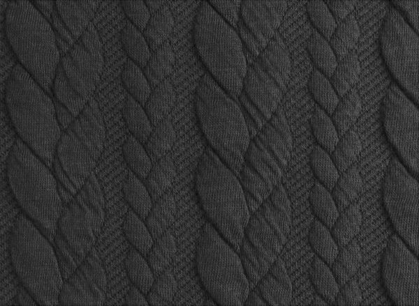 Strickstoff, Zopfmuster, schwarz