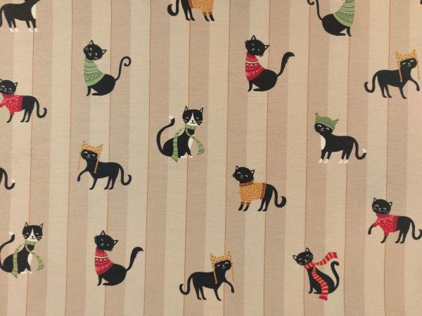 Dekostoff , Katze, Streifen in beige Dekostoff , Katze, Streifen in beige