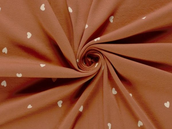 Jersey , Rippjersey, Herz , nougat Jersey , Rippjersey, Herz , nougat