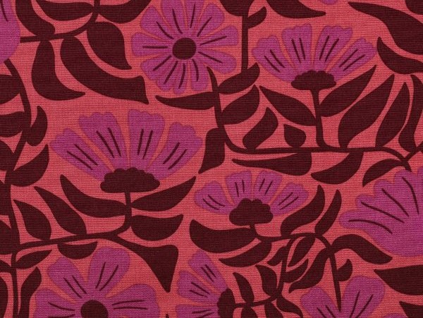 Dekostoff, Canvas , Blüte , rot / pink