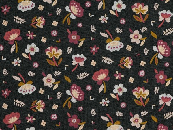 Alpenfleece Blümchen, anthrazit melange Alpenfleece Blümchen, anthrazit melange