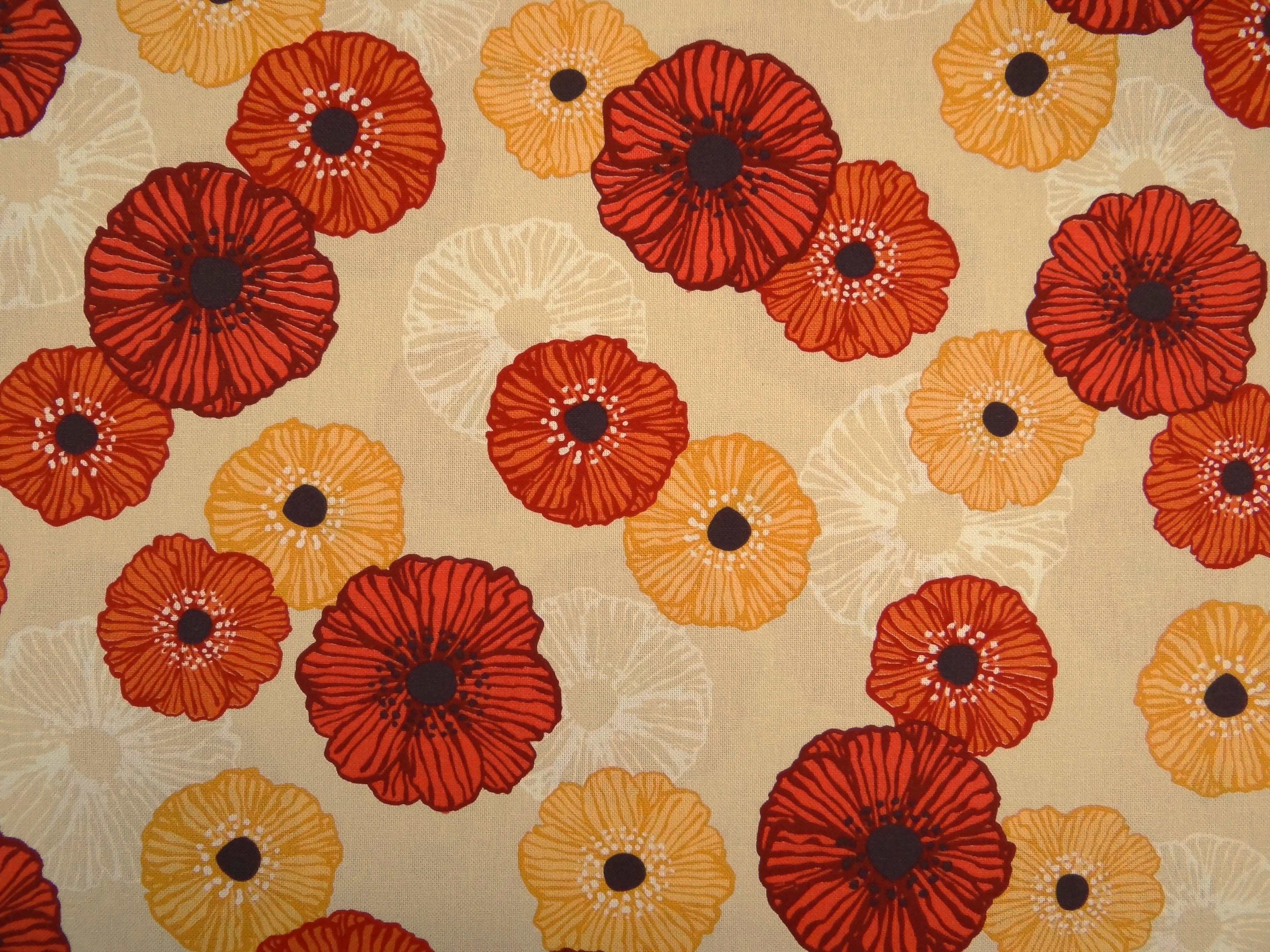 Dekostoff , große Blüten, orange